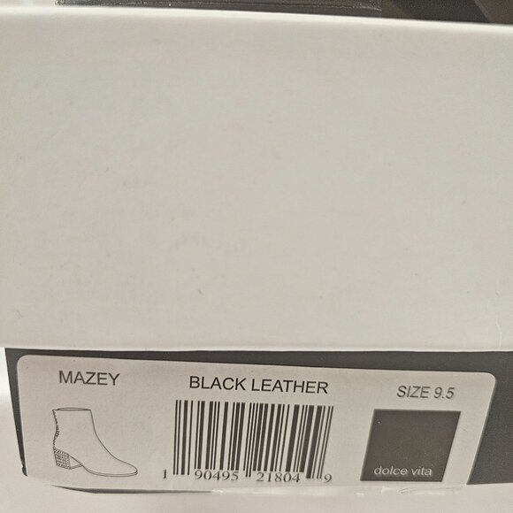 Dolce Vita Mazey Black Leather Studded Block Ankle Boots Almond Toe Size 9.5 - Picture 2 of 12